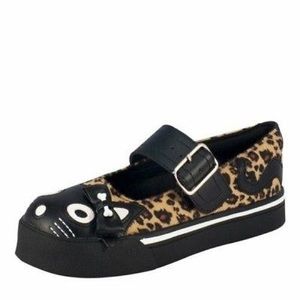 T.U.K. Leopard KittyCat Mary Jane Flats UK 9/US 11